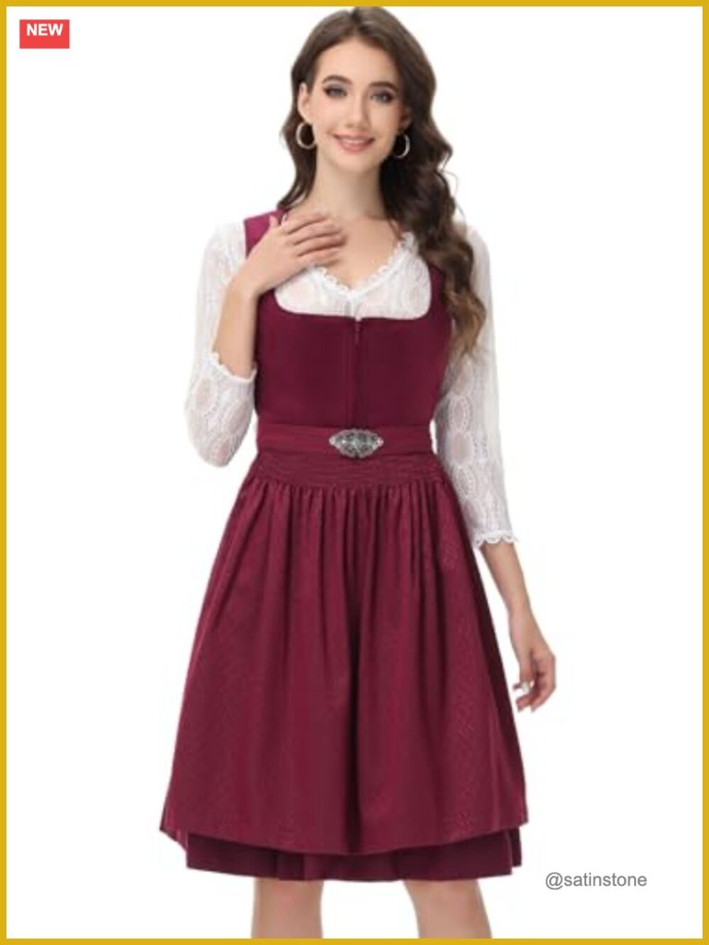 Authentic Dirndl Dress with Apron - Oktoberfest Bavarian Costume